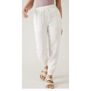 Athleta 100% Linen Jogger Pants White – Size L